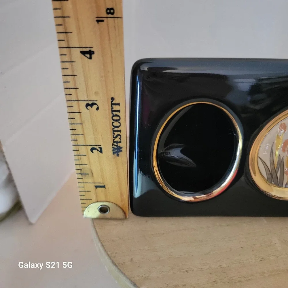 Art of Chokin Japanese Ceramic Bud Vase Photo Frame 24K Gold Edged Butterflies